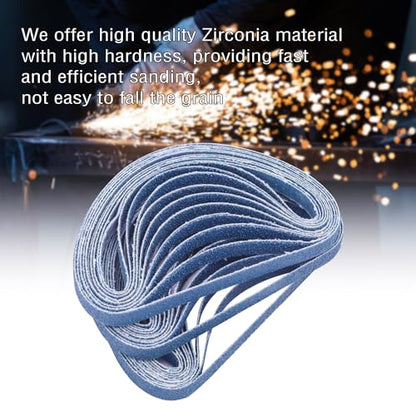 1/2" x 18" Zirconia Sanding Belts, 80 Grit, 30 Pack - color: 80 Grit, size: 1/2x18 inch