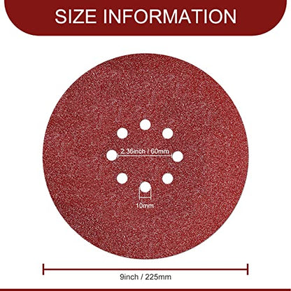 9 inch Sanding Discs 120 Grit 8 Holes Hook and Loop Sandpaper for Drywall Sander 60Pack - style: 120 Grit