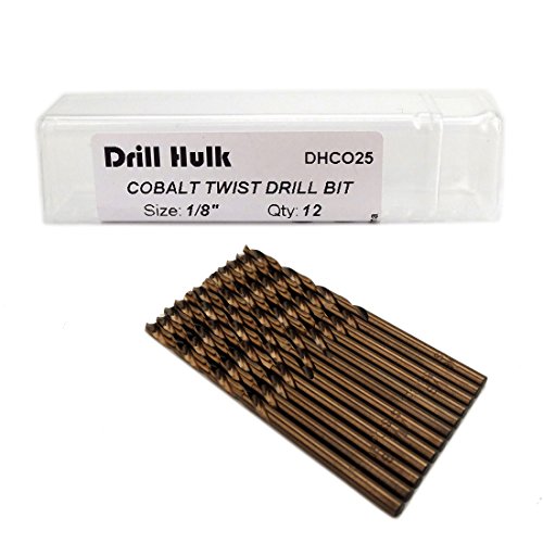 1/8-Inch Cobalt Steel M35 Jobber Length Twist Drill Bits, Pack of 12 - size: 1/8 in