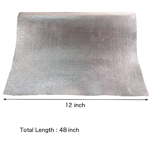 Adhesive Backed Heat Shield Aluminum Backed Aluminized Self Adhesive Heat Shield Material 12'' X 48’',Fiberglass Thermal Insulation Material High Temp Protection - color: Silver, size: 12 x 48 Inch