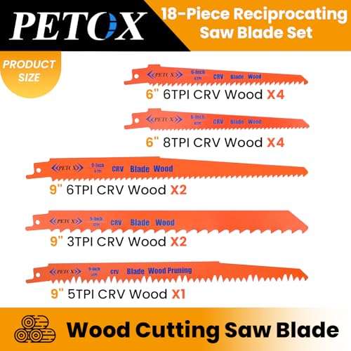 18-Piece Reciprocating Saw Blades Set, Metal Wood Plastic Cutting Saw Blade - size: 18 Count (Pack of 1)