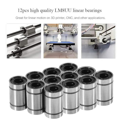 12PCS LM6UU Linear Bearings, 6mm Bore Dia Linear Motion Bushing with Double Side Rubber Seal Great for CNC Machine 3D Printer - size: LM6UU