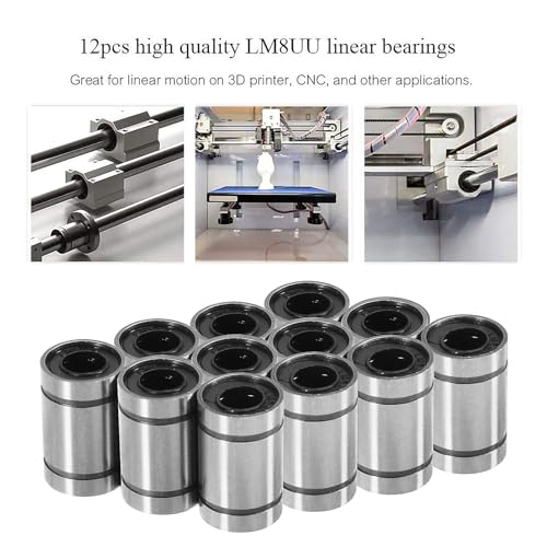 12PCS LM6UU Linear Bearings, 6mm Bore Dia Linear Motion Bushing with Double Side Rubber Seal Great for CNC Machine 3D Printer - size: LM6UU