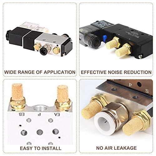 10PCS Pneumatic Exhaust Muffler,1/8" Adjustable Brass Flow Control Silencer - size: 1/8"
