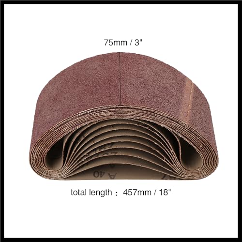 3 x 18 Inch Sanding Belts 40 Grit Aluminum Oxide Sanding Belt Sandpaper for Portable Belt Sander 10 Pcs Durable Material