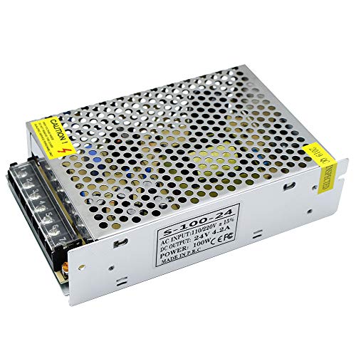 inShareplus 24V 4.2A 100W LED Power Supply, AC 100-240V to DC 24 Volt Regulated Switching Converter, Low Voltage Transformer for Strip Lights, Lighting Modules and 24V Devices - style: 24V 100W