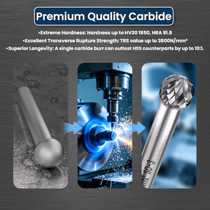 LU&MN SD-3 Tungsten Carbide Burr, 3/8" Head 1/4" Shank, 1 Pcs - size: SD-3