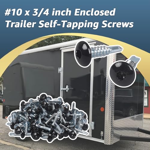 Black Enclosed Trailer Screws #10 x 3/4 in Self Tapping Sheet Metal Screws - color: Black