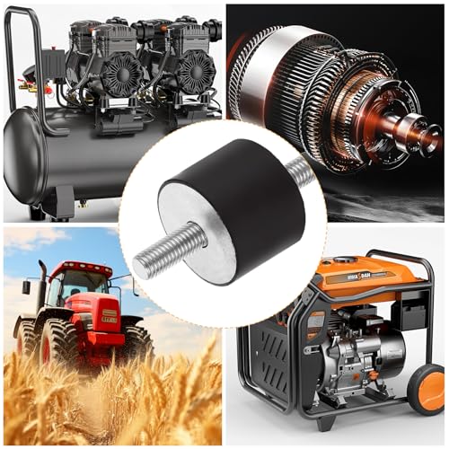 ABuff 8 Pack M10 Rubber Isolator Mounts Double Studs Shock Absorber Anti Vibration Isolator Mounts, 40x30mm Cylindrical Vibration Generator Isolation Mount for Air Compressors Garage Motor Engines