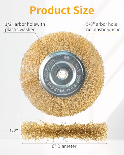 6" Wire Wheel for Bench Grinder, Fine Brush Wheel, 1/2"-5/8" Arbor - style: 6"