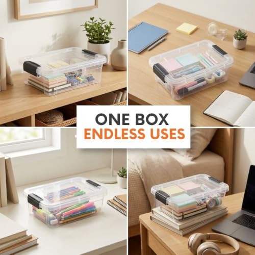Superio 2.3 Quart Clear Plastic Storage Containers with Lids, Stackable Organizer Bins, BPA-Free Storage Boxes for Home, Office, Dorm & Classroom, 1 Pack - size: 2.3 Quart