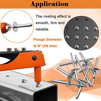 100pcs Aluminum Large Flange Blind Rivets, 3/16" x 3/8", Flange Diameter 5/8" (16 mm), Pop Rivets Assortment Kit Blind Rivet by Bolt Dropper, Grip Range(3-6mm) - size: 3/16''x 3/8'', style: aluminum