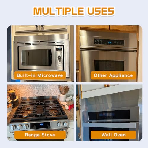 2Pcs Stainless Steel Sheet Trim Strips, Gap Filler for Wall Oven/Microwave Combo/Range/Cooktop, Self-Adhesive Gap Cover, 30 Inches Long, 1 Inch Wide - size: 1'' Wide