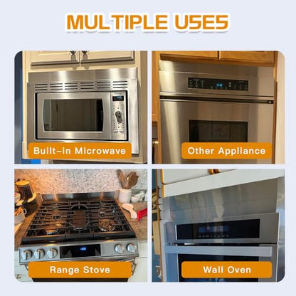 2Pcs 304 Brushed Stainless Steel Sheet Gap Filler, Metal Trim Strip for Wall Oven/Microwave Combo/Range/Cooktop, Self-Adhesive Gap Cover, 30 Inches Long, 3 Inches Wide - size: 3'' Wide