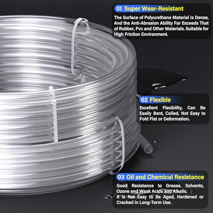 TAILONZ Clear 1/4" OD PU Air Hose 10M/32.8ft - color: Clear-PU, size: 1/4'' OD/32.8ft/10m