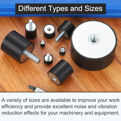 uxcell M4 Thread Rubber Mounts, Vibration Isolators, Cylindrical Shock Absorber with Studs 15 x 8mm 8pcs - size: M4x15x8mm