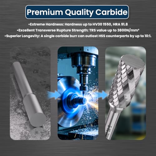 LU&MN SA-5 Tungsten Carbide Burr, 1/2" Head 1/4" Shank, 1 Pc - style: SA-5