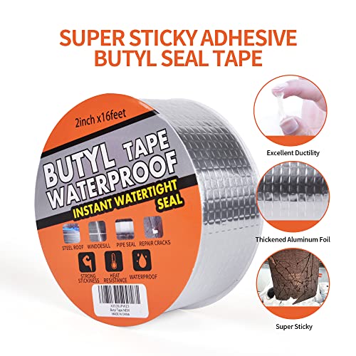TAPEBEAR Butyl Tape Aluminum Waterproof Sealing Tape 2" x 16Feet - size: 50mm x 5m