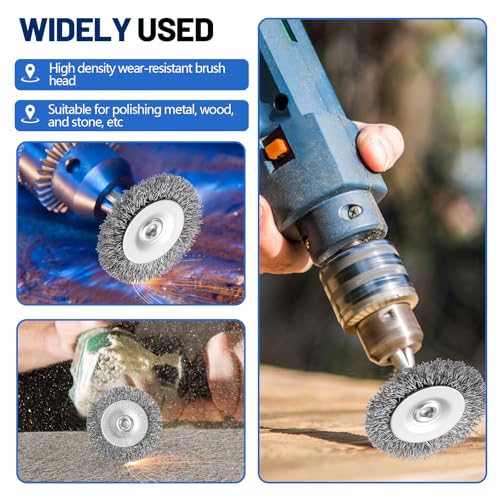 Moxweyeni 20 Pcs 2 Inch Stainless Steel Wire Wheel Brushes for Drill Bits - size: 2 Inch