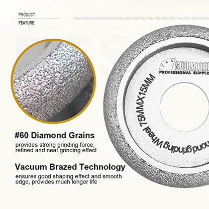 SHDIATOOL 3-Inch Convex Diamond Profile Grinding Wheel #60 75mm for Stone - size: Height 15mm