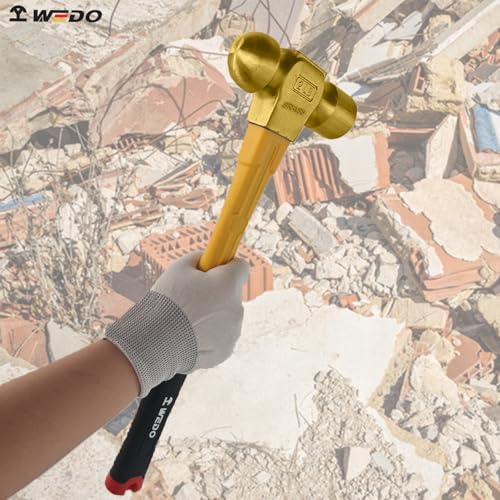 WEDO12oz(340g) Brass Ball Peen Hammer,Ball Pein Hammer with Fiberglass Handle,Length 280mm(11"),Brass, Die-Forged, Corrosion Resistant, DIN Standard - size: 12oz(340g)