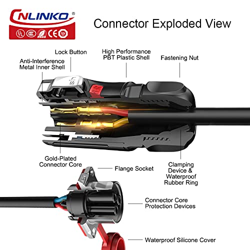 CNLINKO LP-24 4 Pin Waterproof Connector 25A 500V AC Quick Plug Circular Connector PBT Plastic Shell Fast Release Aviation Connector M24 Flange Socket (4 Pin) - size: 4 Pin, style: M24 Pin Connectors