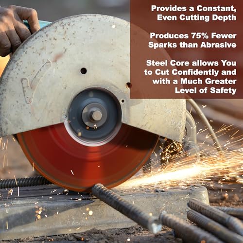 Diamond Extreme 14 Inch Metal Cutting Diamond Blade, Heavy-Duty Vacuum-Brazed Cut Off & Rescue Saw Blade, 1"-20mm Arbor for Rebar, Steel, Stainless Steel & Pipe - size: 14 Inch