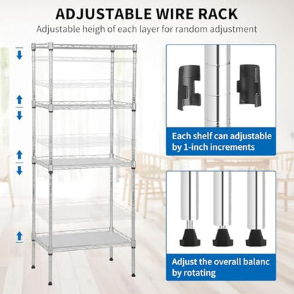 Meet perfect 4-Tier Wire Shelving Unit, 600 lb, 18x12x44 in, Chrome - color: Chrome, size: 4-Tier, 44"H × 18"W × 12"D