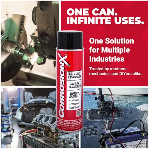 CorrosionX Rust Inhibitor, Industrial-Strength Dielectric Corrosion Prevention, Lubricant & Penetrant for Marine, Automotive, Electronics & RV Use, Protects Bolts, Cables, Engines, Parts, 1 Gallon - size: 1 Gallon