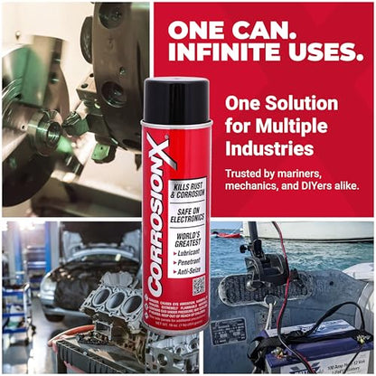CorrosionX Rust Inhibitor, Industrial-Strength Dielectric Corrosion Prevention, Lubricant & Penetrant for Marine, Automotive, Electronics & RV Use, Protects Bolts, Cables, Engines, Parts, 1 Gallon - size: 1 Gallon