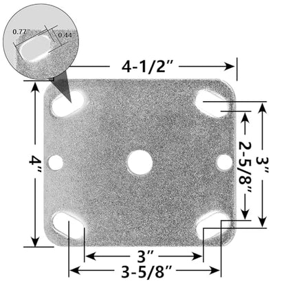 5" X 2" Heavy Duty Rigid Caster Yoke, Zinc Plated Steel Frame and 4" X 4-1/2", Replacement Caster Fork (4 pcs) - style: 4 pcs