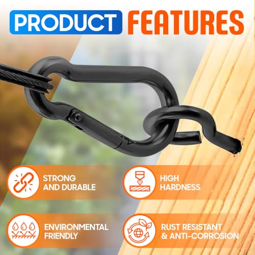 2Pcs 5” Heavy-Duty Screw Eye Hooks+2Pcs M8 Snap Hooks, Eyelet Screw-In Hook