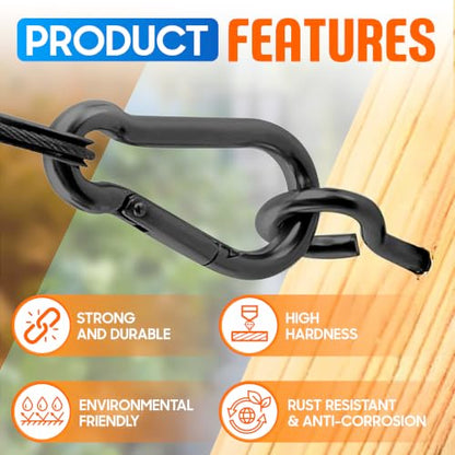 2Pcs 5” Heavy-Duty Screw Eye Hooks+2Pcs M8 Snap Hooks, Eyelet Screw-In Hook