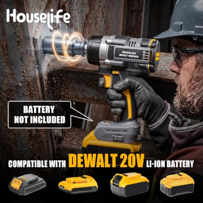 1/2" Cordless Impact Wrench 750 Ft-lbs Compatible with DeWalt 20V Battery