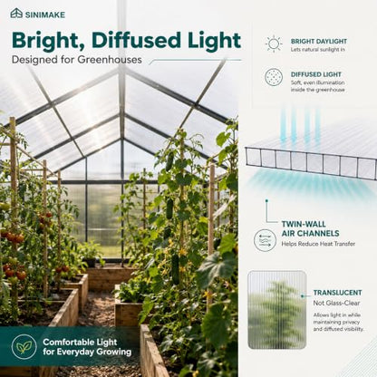 Sinimaka 10-Pack Polycarbonate Greenhouse Panels, 4 x 2 ft, 0.24 in 6mm Twin-Wall Sheets, UV-Coated Translucent Roof Replacement for Greenhouses and Cold Frames - size: 4' x 2' x 0.24'' 10Pack