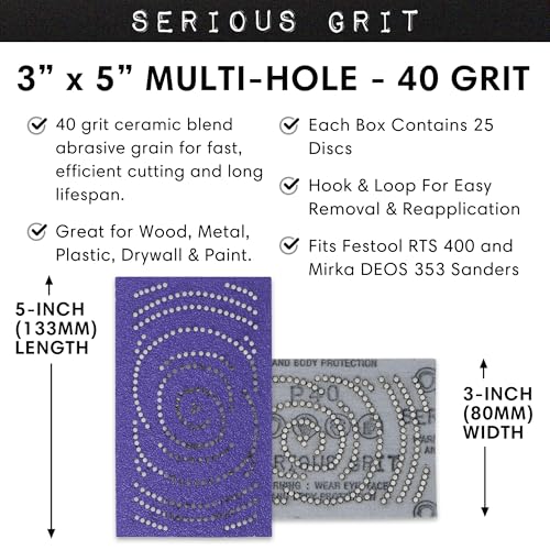 Serious Grit - 3x5 (80x133mm) P40 Grit Ceramic Sanding Sheets - 25 Pack - style: 40 Grit