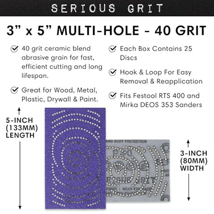 Serious Grit - 3x5 (80x133mm) P40 Grit Ceramic Sanding Sheets - 25 Pack - style: 40 Grit