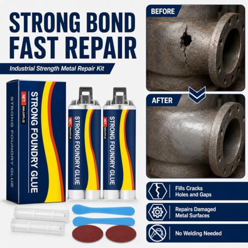 Strong Foundry Glue for Metal | Casting Repair Glue for Cracks, Holes, Defects & Daily Metal Repairs | High Temperature Resistant Liquid Welding Filler, 2PCS 85ml