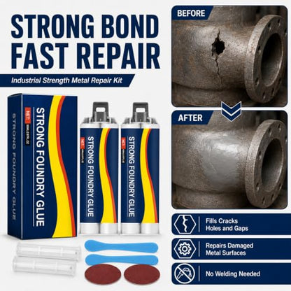 Strong Foundry Glue for Metal | Casting Repair Glue for Cracks, Holes, Defects & Daily Metal Repairs | High Temperature Resistant Liquid Welding Filler, 2PCS 85ml
