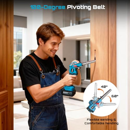 SEESII 1/2"x18" Mini Cordless Belt Sander 6-Speed 2300FT/Min 4.0Ah Battery - size: Pro Kit (Pivoting Arm)