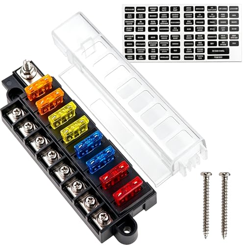 8 Circuit Fuse Block Marine with Cover, 100 Amp Power Distribution Block