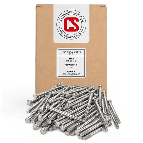 Chenango Supply 1/4-20 x 3 Stainless Hex Head Bolts - size: 1/4-20x3"(50pcs)