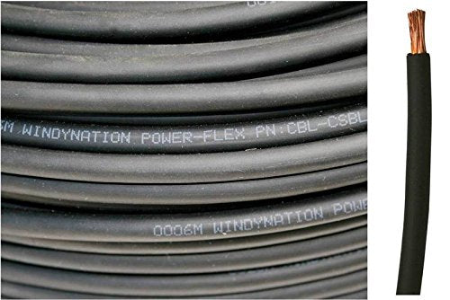 WINDYNATION Red and Black Welding Lead & Car Battery Copper Cable Wire 1/0 AWG 1/0 Gauge - Car, RV, Inverter, Solar, Battery Cable - color: Black, size: 10 ft