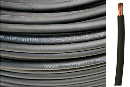 WINDYNATION Red and Black Welding Lead & Car Battery Copper Cable Wire 1/0 AWG 1/0 Gauge - Car, RV, Inverter, Solar, Battery Cable - color: Black, size: 400 ft