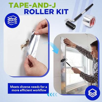 12" J Roller with Aluminum Foil Flashing Tape Kit 4"x 65 ft