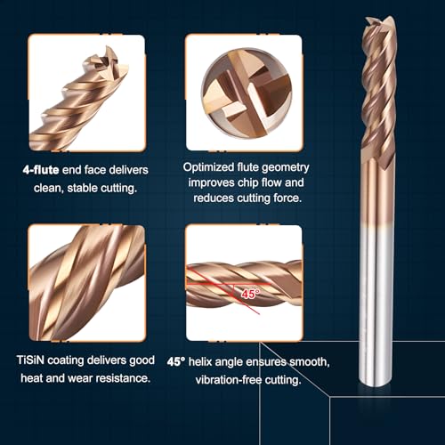 Carbide End Mill 1/4" Dia 1" CL 3" L 1/4" Shank 4 Flute - size: 1/4" Dia - 1" CL - 3" L - 1/4" Shank
