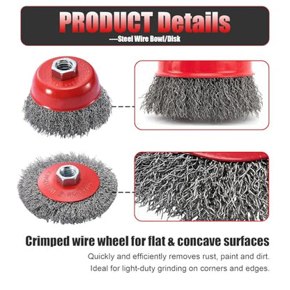 6 Pack Wire Wheel Brush Set for 4 1/2" Angle Grinder