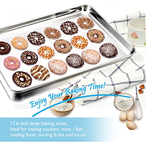 TeamFar Baking Sheet, 17.6"x 13" x 1" Stainless Steel Large Cookie Sheet - size: 17.6" x 13" x 1"