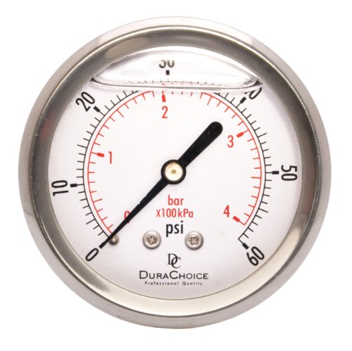 2-1/2" Oil Filled Pressure Gauge, Stainless Steel Case, 1/4" NPT, 0-60 PSI - size: [0-60 PSI]
