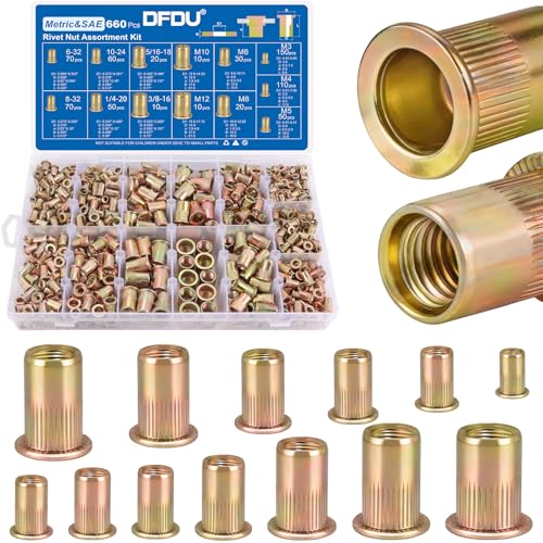 660Pcs Metric & SAE Rivet Nut Kit Threaded Nutserts Set - size: Metric & SAE 660pcs